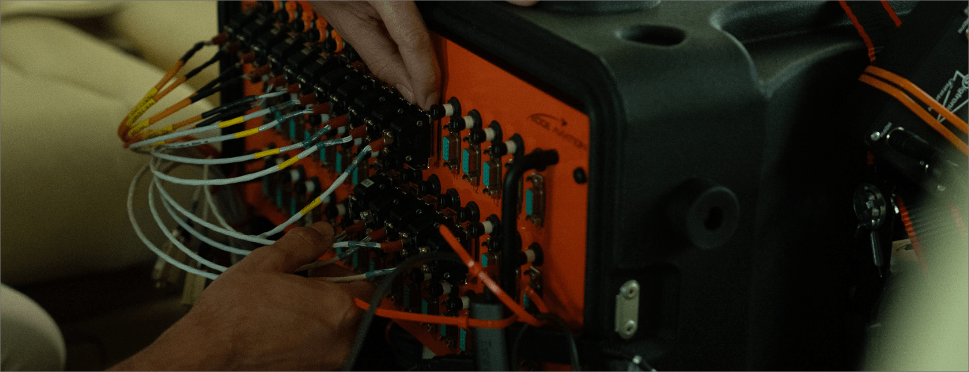 Flight data acquisition equipment collecting aircraft performance and sensor data during testing